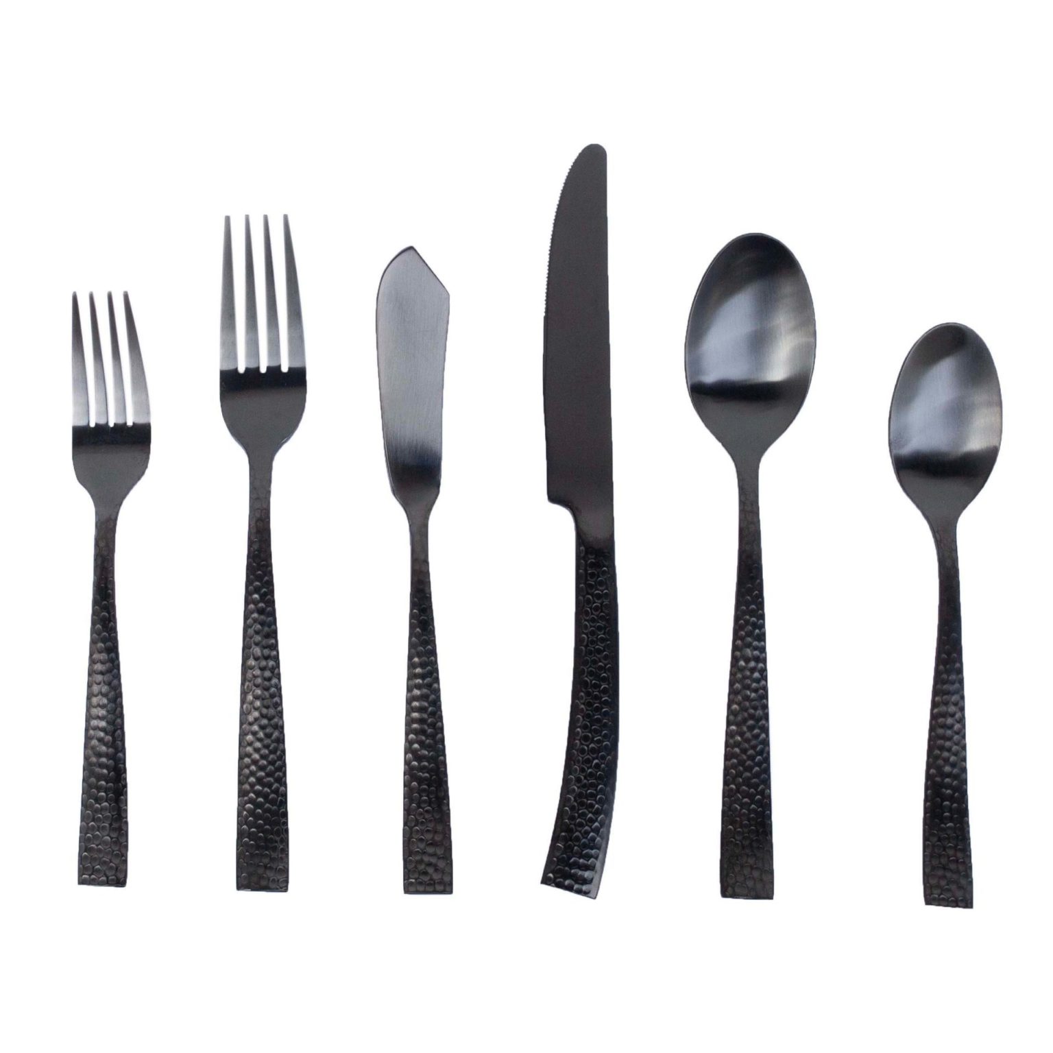 Hammered Black Flatware - Atlanta Party Rentals